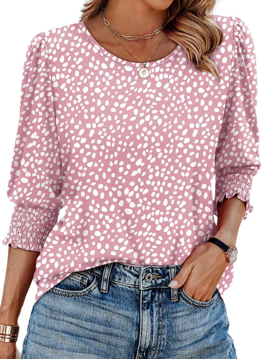 🔥Hot Sale 49% OFF💝✨Women Dressy Casual 3/4 Length Sleeve Blouses with Smocked Cuffs