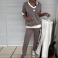 💜Women's Casual V-Neck Top and Pants Set