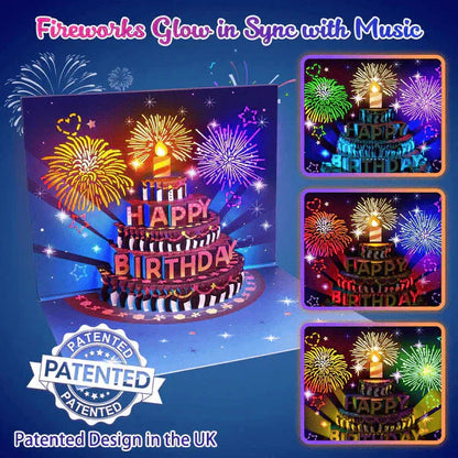 🔥BUY 2 GET 1 FREE🎁Fireworks pop-up cake with lights and music – birthday card gift