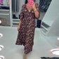 💃Time-limited Special £17.98!!💝V-neck Printed Maxi Dress With 3/4 Sleeves