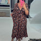 💃Time-limited Special £17.98!!💝V-neck Printed Maxi Dress With 3/4 Sleeves