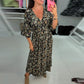 💃Time-limited Special £17.98!!💝V-neck Printed Maxi Dress With 3/4 Sleeves