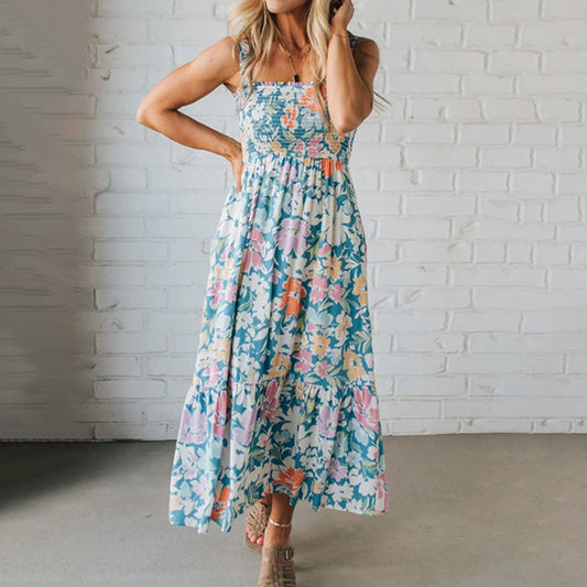 ⏰Hot Sale 49% Off💃Women's Floral Print Strap Flowy Dress