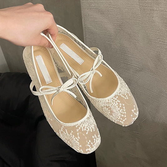 💐49% OFF ! Mesh Ballet Shoes with Bow – Elegance & Softness for Your Pirouettes 🩰✨【Limited Offer】