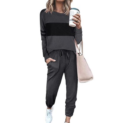 🌟Women's Casual Color Blocking Tops ＆ Pants 2-Piece Set