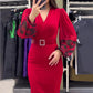 Women’s Elegant V-neck Dress in Red