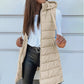 ⏰49% OFF🔥Long puffer vest for women 👗 | Solid color | Sleeveless | With hood | Winter clothing 💕