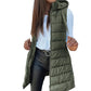 ⏰49% OFF🔥Long puffer vest for women 👗 | Solid color | Sleeveless | With hood | Winter clothing 💕