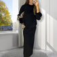 🎅Xmas Sales - 49% OFF🎄Loose Color Block Long Sleeve Top & Split Skirt Set