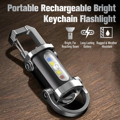 🔦 Rechargeable Keychain Flashlight – 7-Mode LED + COB Mini Light with Type-C Charging
