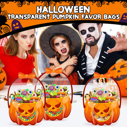 🔥🍬🎃 Halloween gift bags, transparent bags with a closure in the shape of a pumpkin🎁