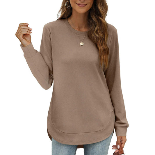 🍂Autumn Hot Sale 49% OFF🔥Women’s Solid High Low Hem Long-Sleeve Tops