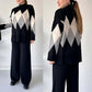 🔥Limited stock available 49% OFF🔥Fashion Color-blocking Rhombus Sweater & Pants Set
