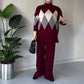 🔥Limited stock available 49% OFF🔥Fashion Color-blocking Rhombus Sweater & Pants Set