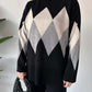🔥Limited stock available 49% OFF🔥Fashion Color-blocking Rhombus Sweater & Pants Set