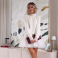 💖LAST DAY PROMOTION - 49%OFF 💖 Women's Turtleneck Ribbed Knit Sweater Tulle Mini Dress