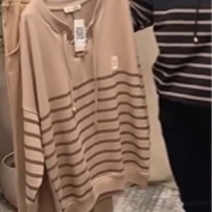 ✨ Casual Striped Top & Ankle-Length Pants Set – High-Waisted Pants for Slimming