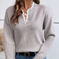 Women's Lace-Trimmed V-Neck Knit Top