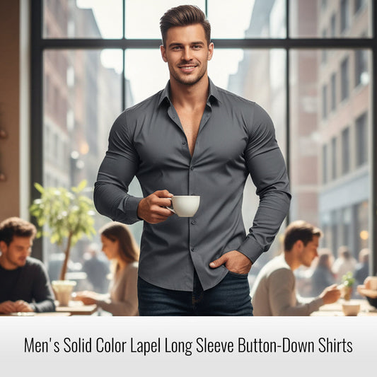 🔥LAST DAY SALE 49% OFF🔥Men's Solid Color Lapel Long Sleeve Button-Down Shirts
