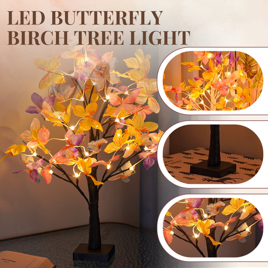✨Create a beautiful dream scene✨LED Butterfly Birch Tree Light