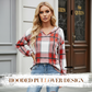 🔥Hot Sale Offers-Women's Plaid Hooded Long Sleeve Drawstring V Neck Shirts