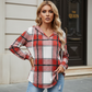 🔥Hot Sale Offers-Women's Plaid Hooded Long Sleeve Drawstring V Neck Shirts