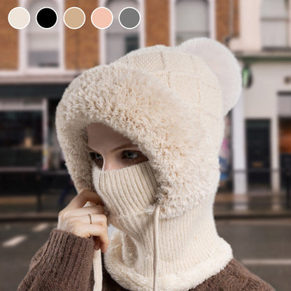 🎄Christmas pre-sale 🎁Stylish Chunky Winter Knit Hat - With Warm Face Cover and Scarf