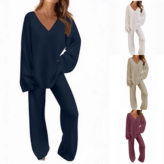 ✨💎Women's V-Neck Long Sleeve Sweater & Pants Set