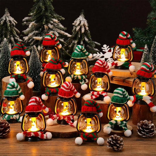 🎅🎄Christmas Decoration Mini Snowman Lantern with Hats and Scarves