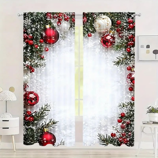 🎅Xmas Sales - 49% OFF🎄Christmas Window Curtains 2-Piece Set for Home Decor