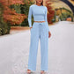 Crop Top Straight Leg Pants 2-Piece Lounge Set