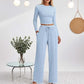 Crop Top Straight Leg Pants 2-Piece Lounge Set