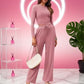Crop Top Straight Leg Pants 2-Piece Lounge Set