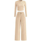 Crop Top Straight Leg Pants 2-Piece Lounge Set