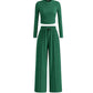 Crop Top Straight Leg Pants 2-Piece Lounge Set