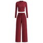 Crop Top Straight Leg Pants 2-Piece Lounge Set