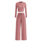 Crop Top Straight Leg Pants 2-Piece Lounge Set