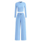 Crop Top Straight Leg Pants 2-Piece Lounge Set