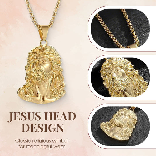 ✝️ BUY 1 GET 1 FREE! ✨ Jesus Head Pendant Necklace - Detailed Sculpture in Silver or Gold Tone (Chain Not Included) 🌟🙏