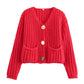 💖Women's Cropped Button-Down Chunky-Knitted Cardigan Sweaters