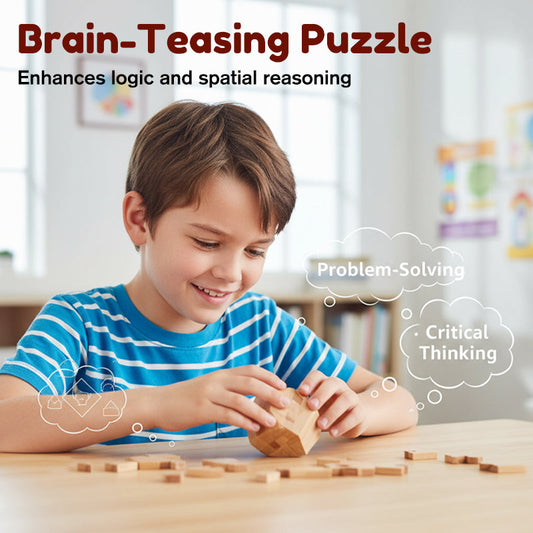 🔥 49% OFF! ✨ Luban Lock Wooden Puzzle - Stimulates Spatial Intelligence, Natural Wood Design, Educational Family Game 🧩🤲