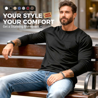🔥Black Friday Mega Sale🔥Men’s Slim Fit Henley Long Sleeve T-Shirt
