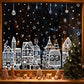 🎄 78-Piece Christmas Village Window Clings – Reusable Static Decals for Winter Wonderland Holiday Window Decor