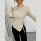 🔥Black Friday Sale 49% OFF🔥Funnel Neck Flare Sleeve Knit Top with Side Drawstring