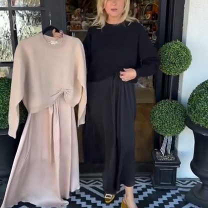 ✨Women's Elegant 2-Piece Set: Twist-Knot Top & Maxi Dress🌸