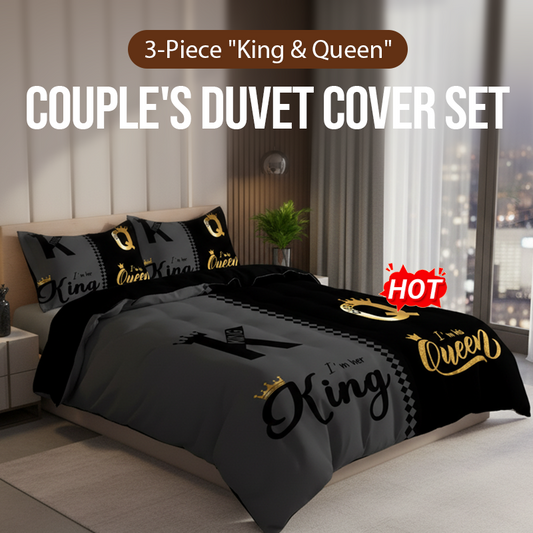 💥Christmas Sale 50% OFF🔥3-Piece "King & Queen" Couple's Duvet Cover Set-Elegant Design & Premium Comfort✅✨