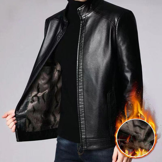 🎅Christmas Special Deals £25.99!!Men’s Warm Plush Lining Leather Jacket Coat - Gift for Him!