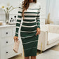 Women's Long-Sleeve Striped Bodycon Knit Dress
