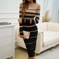 Women's Long-Sleeve Striped Bodycon Knit Dress