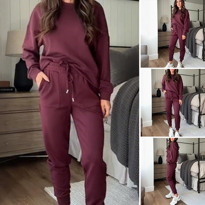 Women's Casual Crewneck Top & Pants Two-Piece Set